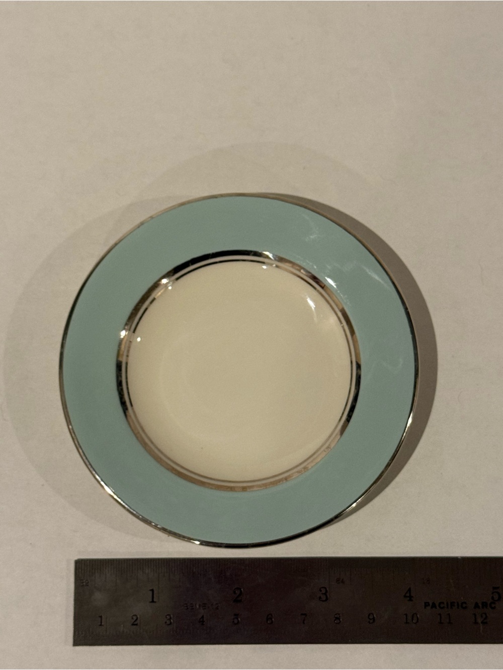Vintage Castleton China USA Turquoise Bread and Butter Plate Platinum Trim